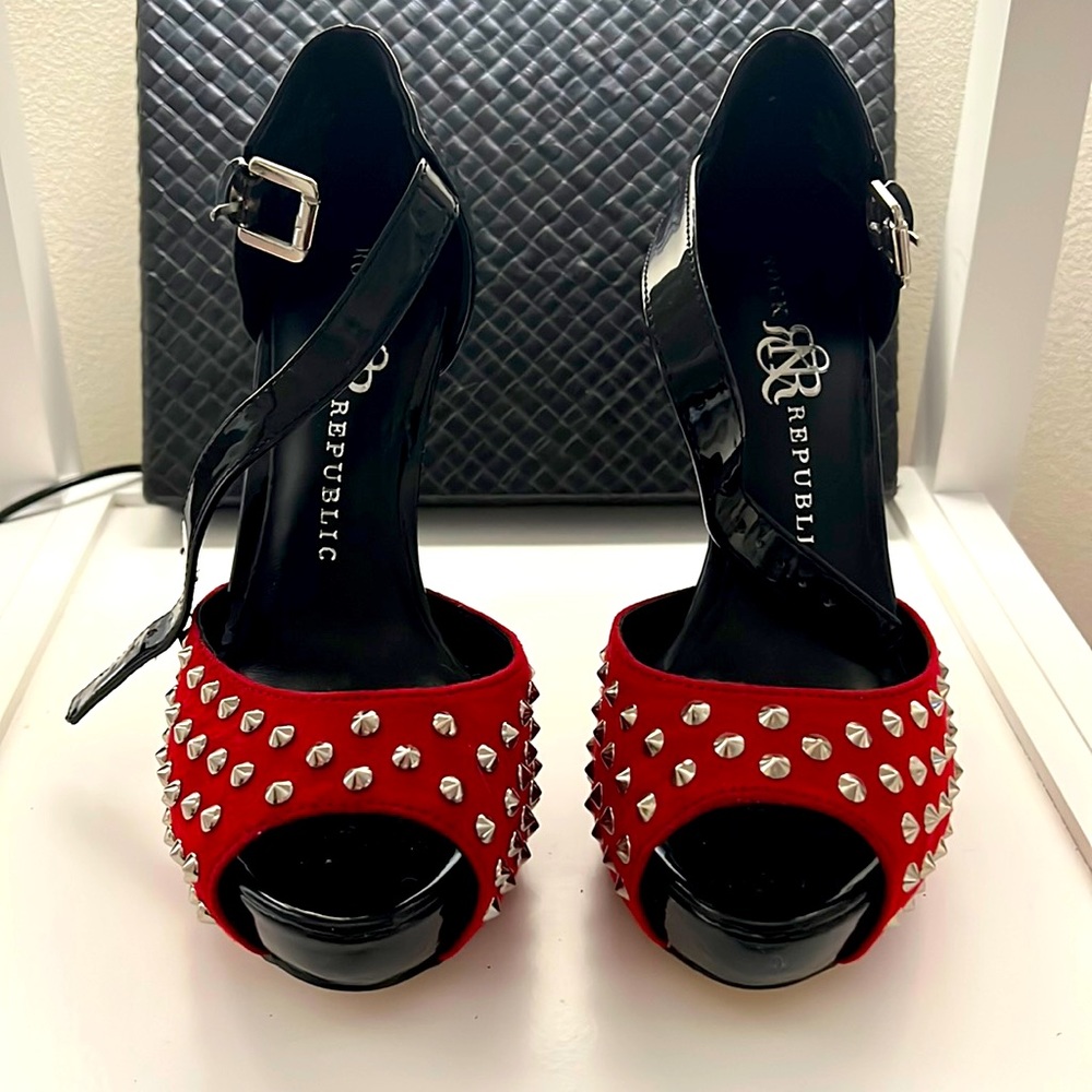 Black and Red Studded heels